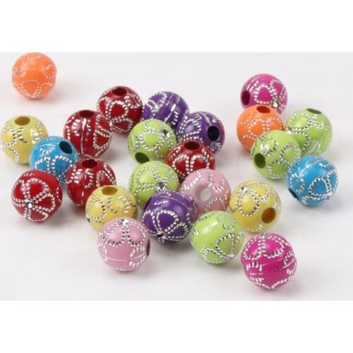 2018 New Mix Color Gold Stripe Flower Wave Acrylic Spacer Beads For Bracelet Necklace Jewelry Making DIY 10mm 50pcs