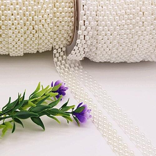 14mm Wide Five Rows of Beads Six Lines ABS Imitation Pearl Connection Beads Wedding Bead Chain Handmade DIY Bead String Drill