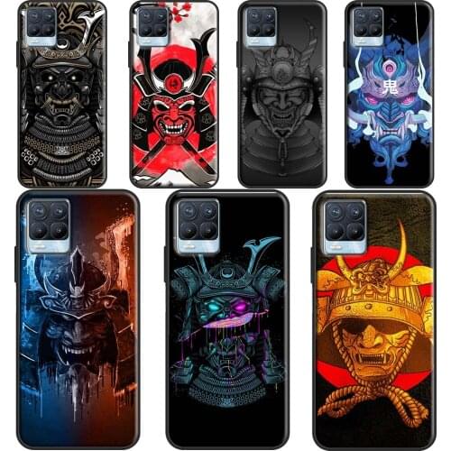 Oni Samurai Mask Case For OnePlus 9R 8T Nord 7 8 9 Pro Cover For Realme 8 Pro 7i GT Neo C3 C21 6 7 Q3 Pro