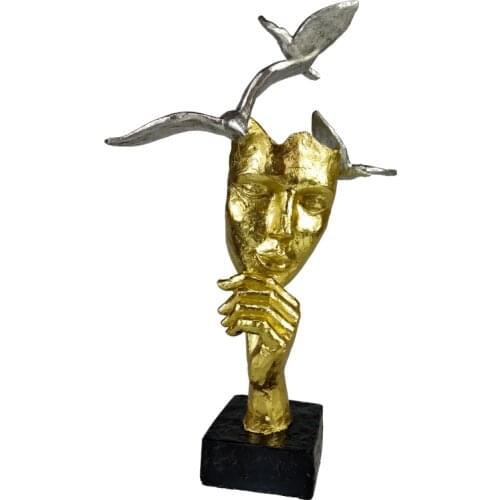 Home Decor Decorative Statues Sculpture House Home Decoration Living Room Pensive person Bird on the mask decoration figurine