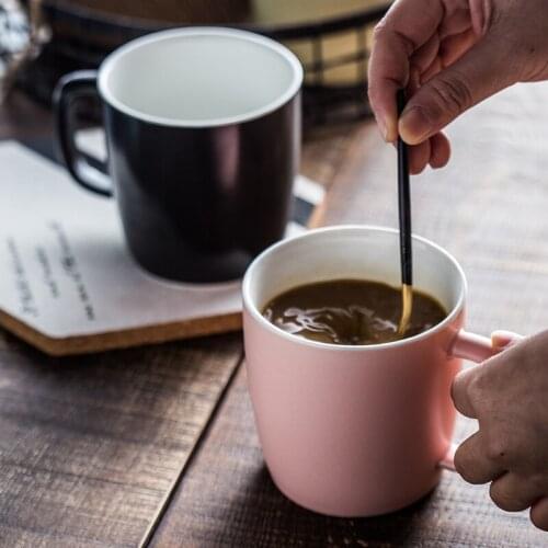 European Simple Solid Mug office and home ceramic water cup coffee cup with spoon couple cup creative breakfast cup milk cup