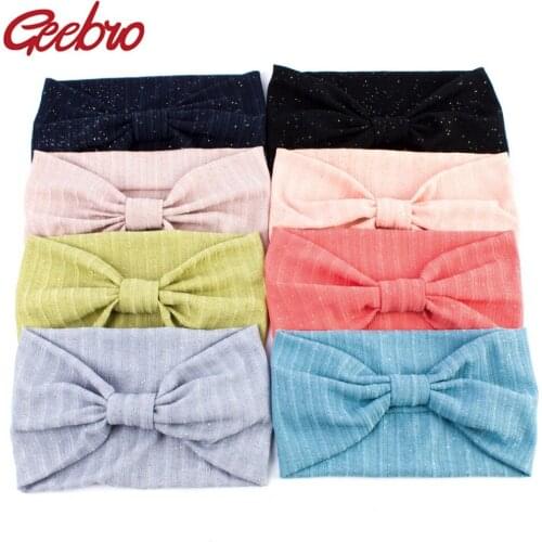 Geebro Women Striped Silver Dot Wide Headbands Fashion Knotted Turban Knitted Headband for Ladies Wrap Hairband Hair Accessory