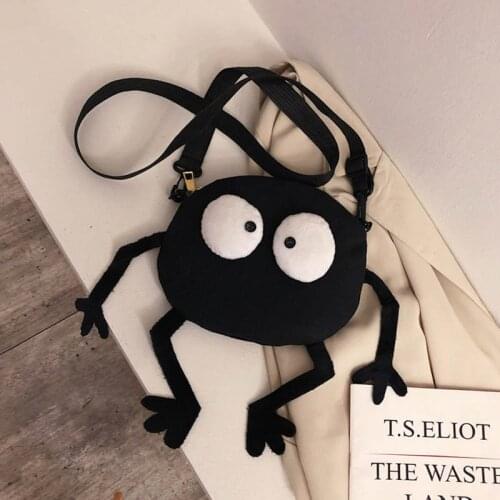 New Fashion Big Eyes Canvas Girls Shoulder Bag Cute Black Briquettes Messenger Bag Kids Women Coin Purse Mini Crossbody Handbag