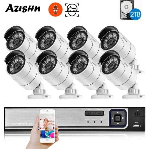 H.265+ 8CH 5MP HD POE NVR Kit CCTV Security System AI Audio Face Detect IP Camera Outdoor 2592X1944 P2P Video Surveillance Set