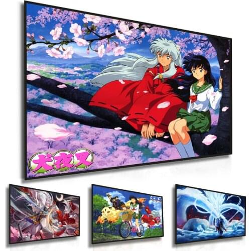 Japanese anime "Inuyasha" canvas painting, anime character series wall art posters and pictures decorate the family living room