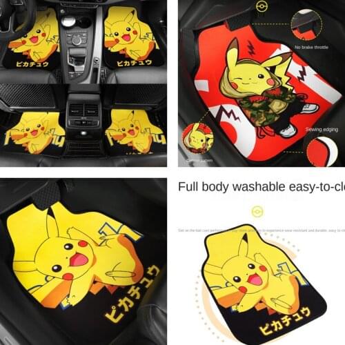 Pokemon Pikachu Car Mats Cartoon Short Plush Environmental Tasteless Wear-resistant Easy Clean Car Universal Product Foot Pads