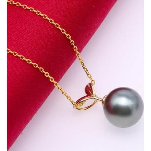 18 K Gold 10.0mm Black Tahitian Pendant Pearl South Sea Cultured Pendant 18 inches AAA Jewelry Gold 18K
