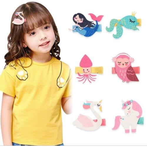 Fashion Royal Glitter Princess Mermaid Hairpins Solid Cute Felt Sea-maid Hair Clips Princess Hair Accessories