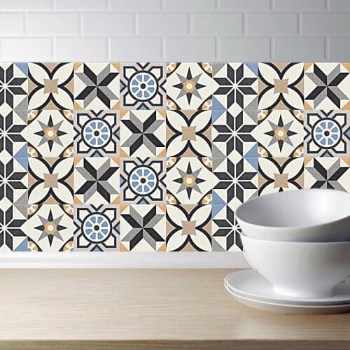 Moroccan Style DIY Mosaic Wall Tiles Stickers Waist Line Wall Sticker Kitchen Adhesive Bathroom Toilet Waterproof PVC Wallpapers