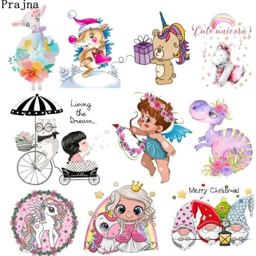 Cartoon Unicorn Girl Stickers On Kids Clothes Iron-on Transfers For Clothing Animal Applique Heat Thermal Transfer For clothes