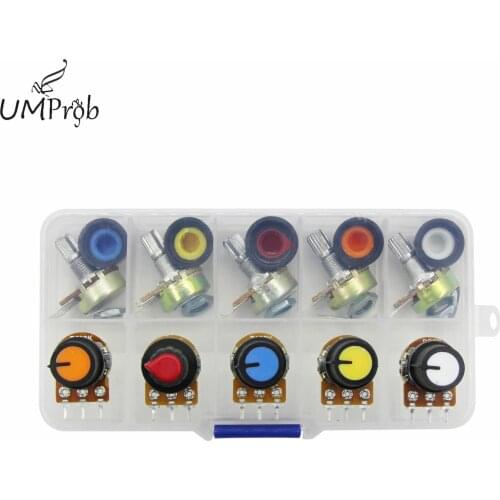 2020！WH148 Potentiometer Kit B1K 2K 5K 10K 20K 50K 100K 500K 1M ohm 3PIN Rotary Potentiometer Resistor Set With Cap