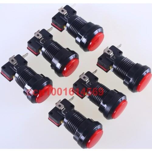 New Reyann 6pcs/lot 30mm LED illuminate Round Arcade LED Push Button For Arcade Bundle Classic Video Games & Retropie 3B - Red