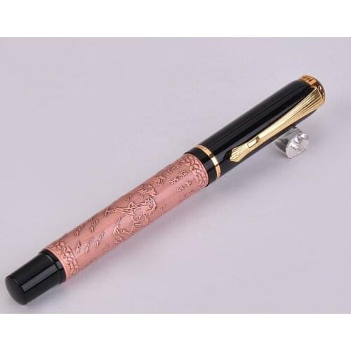New Baoer 507 Brown/Pink/Grey Color 1pc/lot Xubeihong "the Eight Horses" Medium Nib Ink/luxury/gift Fountain Pen