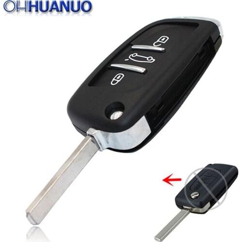 NEW DS Style Folding key shell For Peugeot 307 407 308 408 3 buttons With Uncut Blade Without Goove