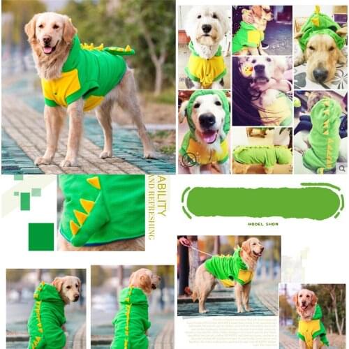 Pet New Clothes Large Dogs Velvet Dinosaur Costume Apparel Halloween Warm Pets Jacket Suit Hoodie Coat Plus Size 7xl Ropa Perro