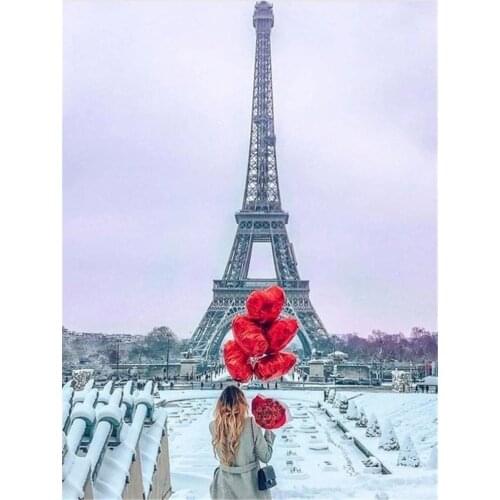 Landscape Paris Tower DIY Cross Stitch 11CT Embroidery Kits Craft Needlework Set Printed Canvas Cotton Thread Home Sale