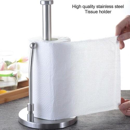 Roll Paper Stand Wear-resistant Rotating Silver Color Stainless Steel Kitchen Roll Paper Holder for Home