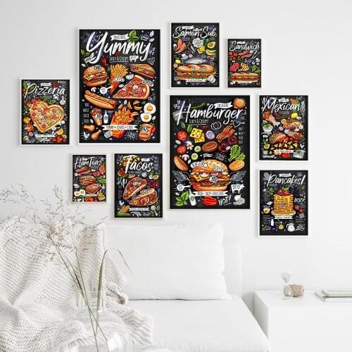 Retro Kitchen Posters And Prints Abstract Fast Food Wall Art Vintage Canvas Painting Pictures For Restaurant Shop Home Decor