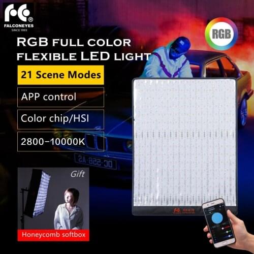 FalconEyes 100W/150W/200W RGB Foldable LED Video Photography Light 2800-10000K Bendable Fill Lamp For Makeup Vlog Movie TikTok
