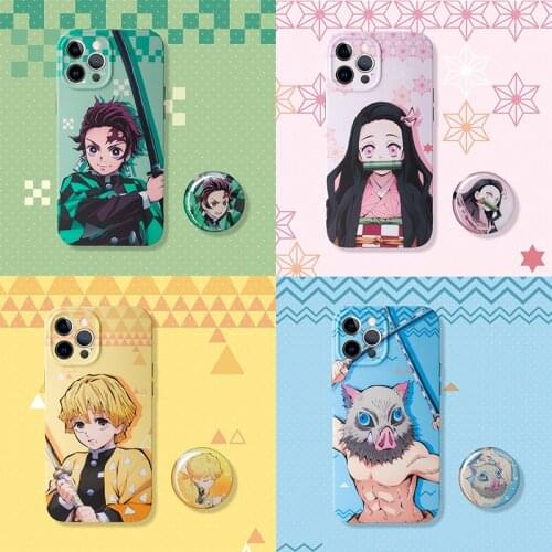 INS Anime Cute Demon Slayer Kamado Tanjirou Nezuko Phone Case for iphone 12 11 Pro X Xs Max XR 7 8 Plus SE2 Silicone Soft Cover