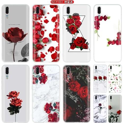 Soft Case For Huawei P40 P30 P20 Pro P10 Plus Lite p30lite p40lite E P samrt Z 2019 2020 TPU Cover Red Rose Power Girl