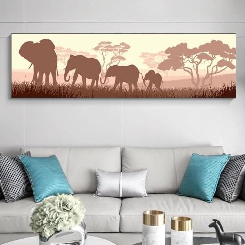 Nordic Elephant Canvas Paintings Steppe Wall Art Prints Poster Living Room Decor Decorative Paintings Wall Home Decor