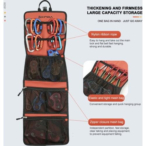 Xinda Rock Climbing Storage Bag Gear Equipment Organized Storage Bag 320T Nylon Outdoor Waterproof Carabiner Organized Pouch