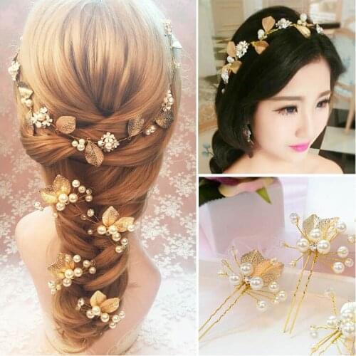 Wedding Decoration Vintage Baroque Bridal Tiara Gold Leaf Hair Accessories Ceramic Flower Headband Wedding Dress Accessories