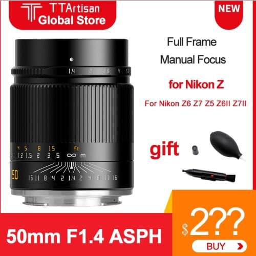 TTArtisan 50mm F1.4 ASPH Camera Lens for Nikon Z mount Full Frame Lens For Nikon Z6 Z7 Z5 Z6II Z7II Camera Manual Focus