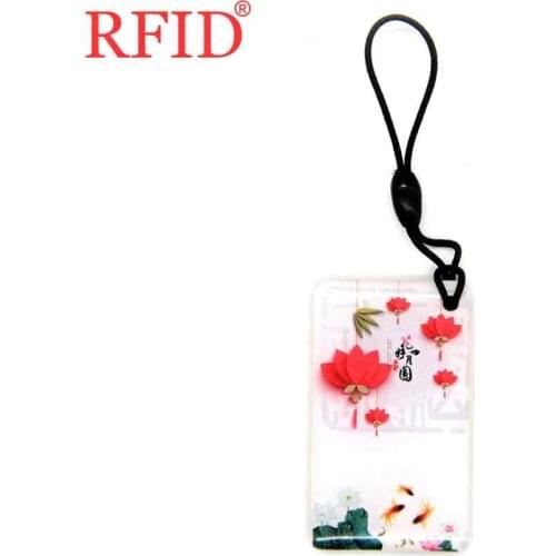 UID S50 1K 13.56Mhz Rewritable Changeable Keychain Key Fob RFID IC Card Dropping Glue Flower Badge Keyfob Token Tag Key Tags 1