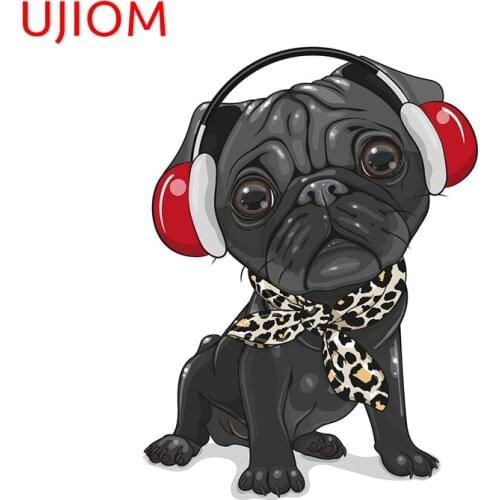 UJIOM Black Pug Childrens Bedroom Decoration Decals Living Room Decoration Bedroom Accessories Moisture Proof Wall Stickers