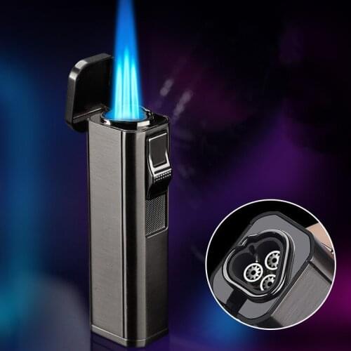 Cigar Lighter Three Flames Windproof 1300C High Firepower Lighter Metal Turbo Butane Gas Multi-Purpose Lighters Mens Gifts