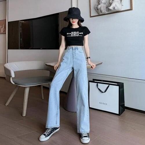 Funny Streetwear High Waist Womens Fashion Jeans Girls Wide Leg Pants Trousers Female Harajuku Jean Denim Bagge Mom Jeans