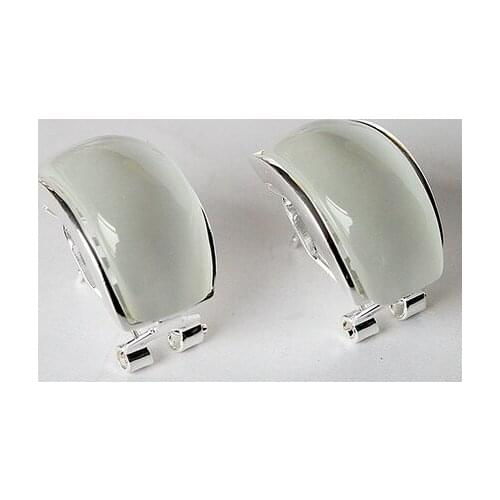 Ladys charm 925 Sterling A 13*20mm Natural Clear White Cat Eye Opals Stud Earrings