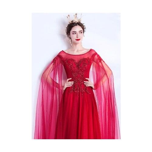 100%real red beading embroidery court medieval dress renaissance Gown queen Victorian /Marie/drama/ball gown