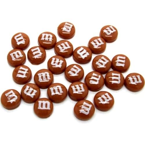 100Pcs 8mm Coffee Resin Decoration Crafts Letter M Bead Flatback Cabochon Scrapbook DIY Accessories Buttons