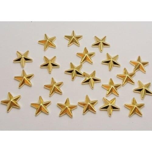 100pcs Gold Tone Metallic Acrylic Star Studs 14mm No Hole Cell Phone Deco jewely Decorative Accessories