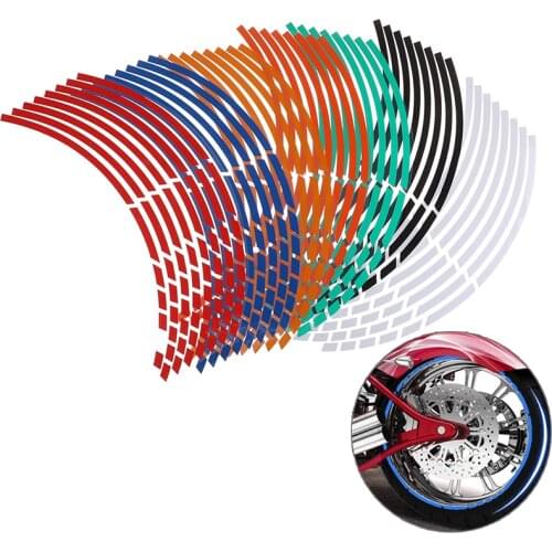 Motorcycle car wheel rim 16 reflective strips 17"-19" stripe tape decal stickers