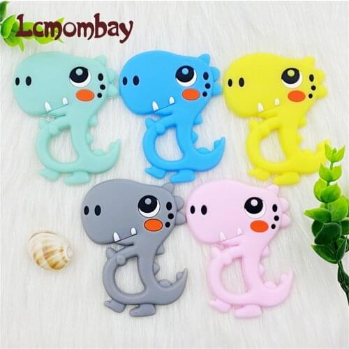 5/10pcs BPA Free Dinosaur Shaped Silicone Baby Teethers Food Grade Pendant Necklace Accessory Chew Toys
