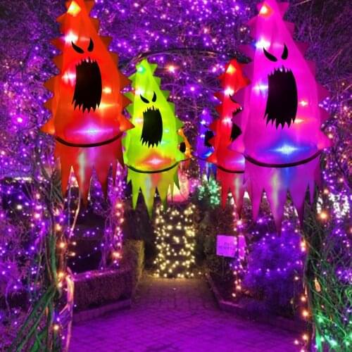 6PCS Halloween Witch Hats LED Lighted Glowing Hanging Decoration Luminous Serrated Elbow Wizard Hat For Holiday Party Supplies
