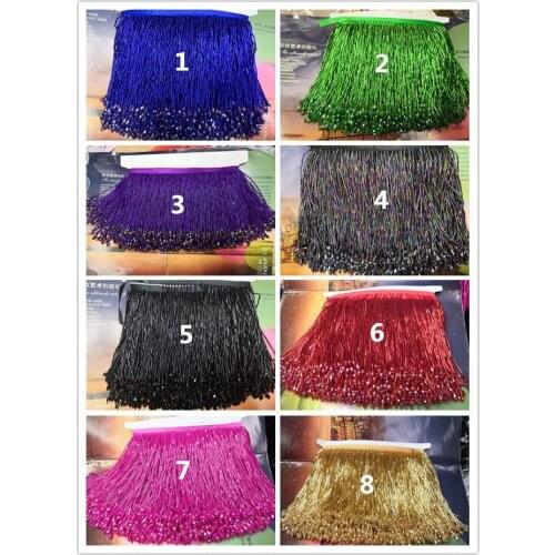 8 colors option 5yards/bag ribbon beads tassel fringe z-han6277 for wedding dress/party decoration