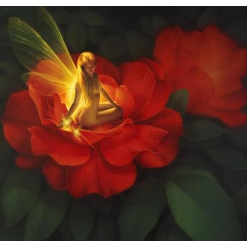 5d Diamond painting Cross Stitch Diamond Embroidery home decor landscape mosaic diamond red flower fairy crystal crafts DW310