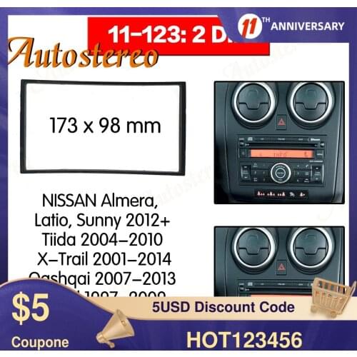 Car radio Frame Panel 173*98mm Double Din Car Radio Fascia for 2010 Nissan Tiida x-trail Qashqai Patrol Juke Auto Stereo Frame