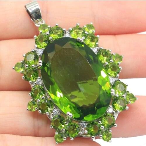 37x14mm SheCorwn Created Rich Blue Violet Tanzanite White CZ Gift For Sister Silver Pendant