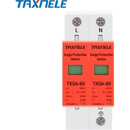 AC SPD Din rail 20KA 40KA 30KA 60KA 2P 4P 385V House Lightning Surge Protector Protect Protective Low-voltage Arrester Device