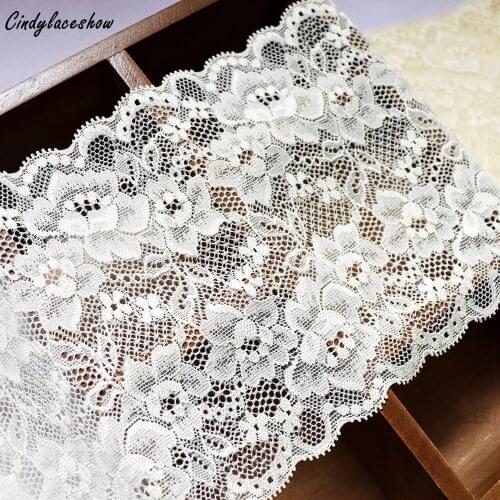 3 Yards 14 CM Width Apparel Yellow Elastic Stretch Lace Trim Ribbon Sewing Fabric Underwear Garment Clothes Bra Accessories DIY