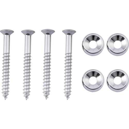 Musiclily Electric Guitar Bass Neck Joint Bushings & Bolts, Chrome (4 Pieces)