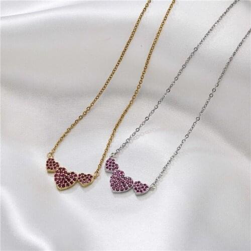 HECHENG,Love Heart Necklace,Rose red Zircon Jewelry,For Women and Girls Gift,Heart Shape Accessories