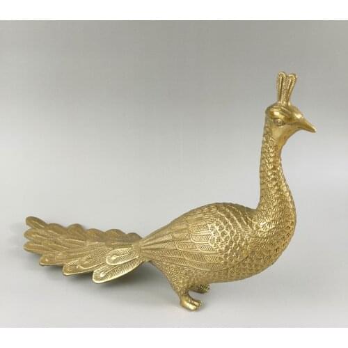 Exquisite Chinese Collection Home Decoration Old-style Handwork Brass Lifelike Peacock Noble Statue Sculpture