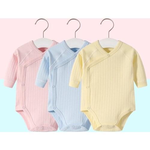 2pcs/lot Newborn Baby Clothes Rompers Cotton Infant Long Sleeves Autumn Girls Robe Solid Color Overalls Boys Ropa Bebe Clothing